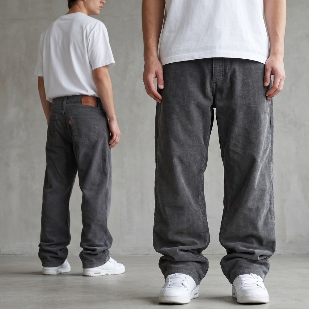 NWT Levis 549 Low Loose Corduroy Pants Mens 36x30 Gray Baggy Jeans Y2K Skater